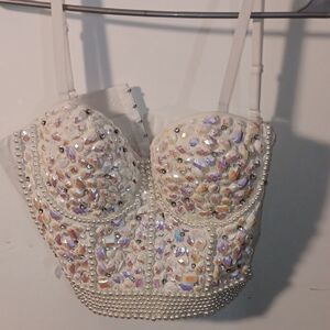Embellished Beaded Bustier Top